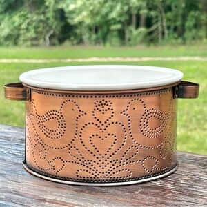 Vintage Teleflora Dish with Punched Copper Holder!